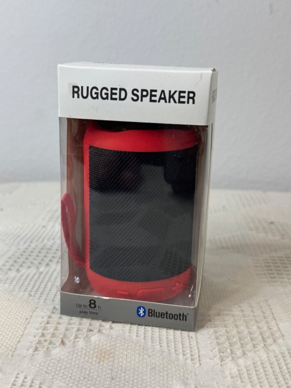 Rugged Bluetooth Speaker w 8 Hour Playtime Small Portable Design Red and Black N